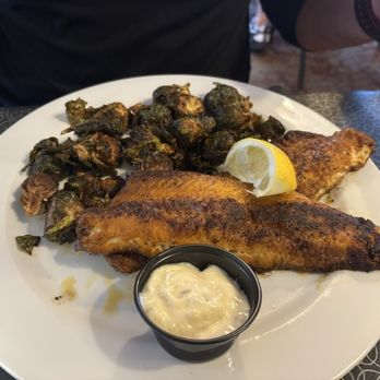 The Shores - Cajun pan-fried perch with Brussels sprouts - Steakhouses Near Me - Fox Lake, Wisconsin The Shores - Cajun pan-fried perch with Brussels sprouts - Steakhouses Near Me - Fox Lake, Wisconsin