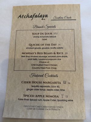 Menu photo 1 Atchafalaya New Orleans, LA Menu photo 1 Atchafalaya New Orleans, LA