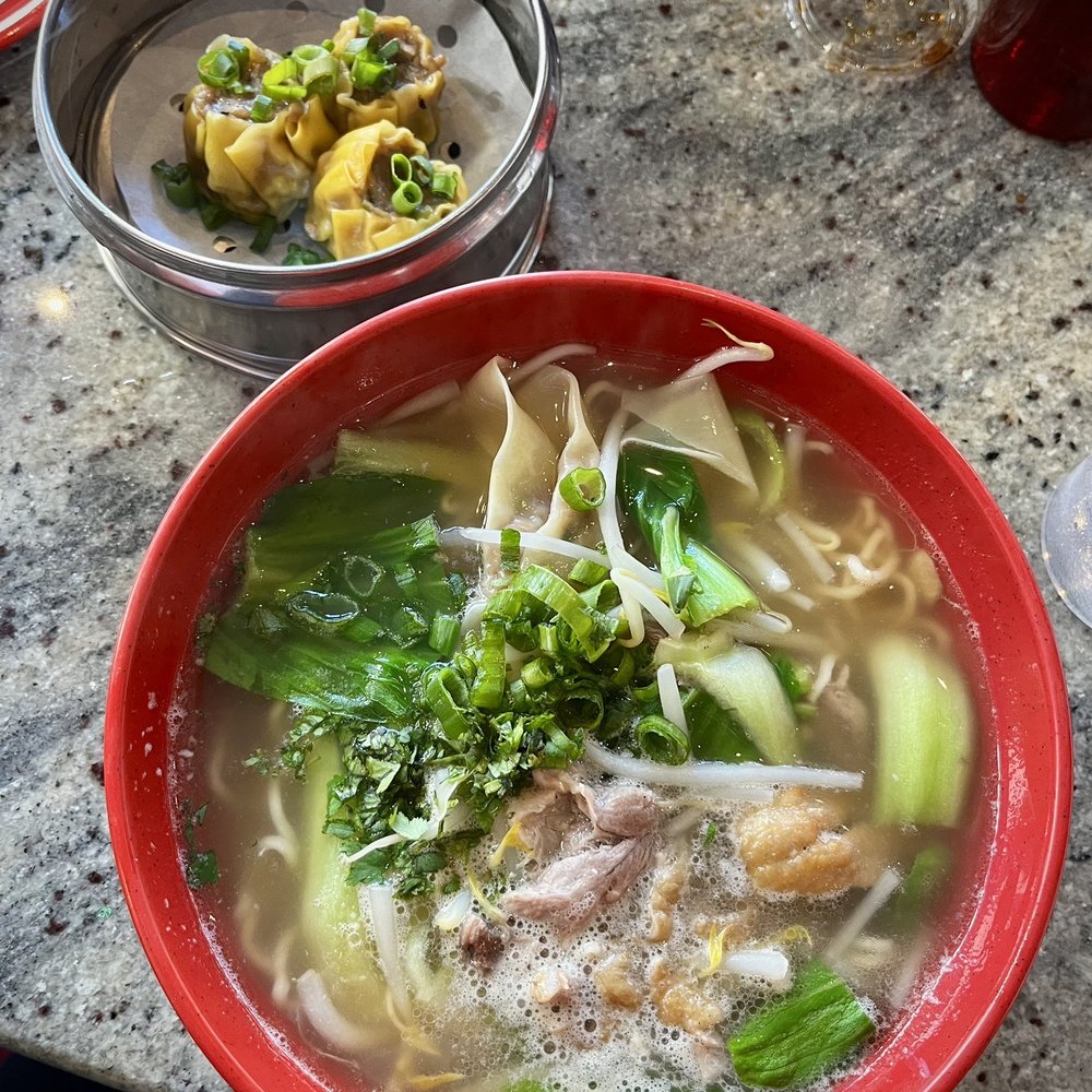 Roast duck wonton noodle soup and pork shumai Roast duck wonton noodle soup and pork shumai