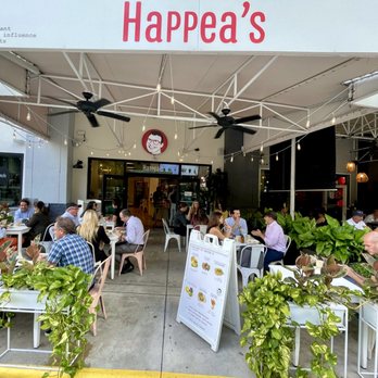 Happea's - Outdoor Patio - Mediterranean Near Me - Miami, Florida Happea's - Outdoor Patio - Mediterranean Near Me - Miami, Florida