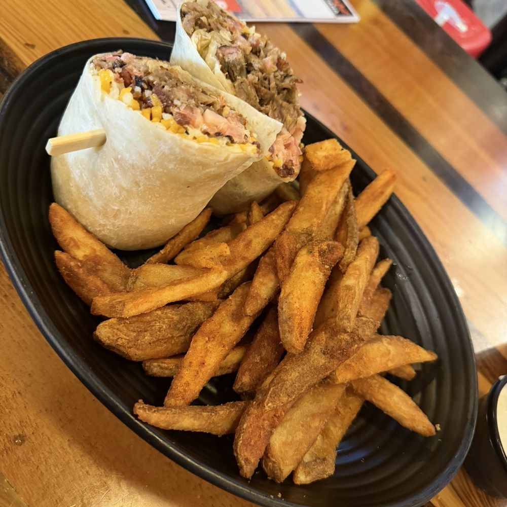 The Buffalo Bar - Flank steak wrap - American Near Me - West Yellowstone, Montana The Buffalo Bar - Flank steak wrap - American Near Me - West Yellowstone, Montana