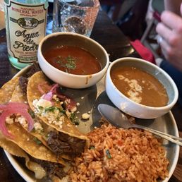 Birria tacos with rice and beans Birria tacos with rice and beans