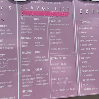 Granny’s Shaved Ice - Menu - Shaved Ice Near Me - Belton, Texas
