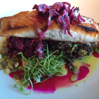 Root Down DIA - Pan seared salmon is the way to go. Delicious! - New American Near Me - Denver, Colorado Root Down DIA - Pan seared salmon is the way to go. Delicious! - New American Near Me - Denver, Colorado