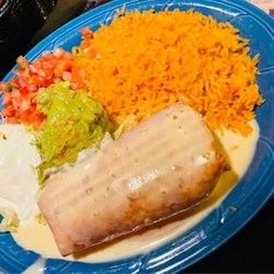 Chimi's Fresh-Mex - Beef chimi; double side of rice