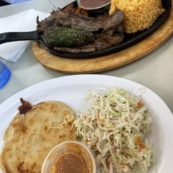 Maya Restaurant - Carne asada and pupusa revuelta ! Excellent!