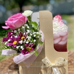 Quail Run Coffee - Mother's Day floral bouquet with energy fusion drink