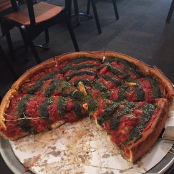 Zachary's Chicago Pizza - Chicken special with pesto added, mmmmm! Yes adding pesto is an extra $4... Expensive, but worth it!! - Pizza Near Me - Berkeley, California Zachary's Chicago Pizza - Chicken special with pesto added, mmmmm! Yes adding pesto is an extra $4... Expensive, but worth it!! - Pizza Near Me - Berkeley, California