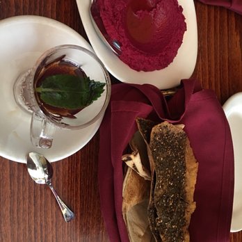 Tanoreen - Mint tea, beet hummus, bread - Middle Eastern Near Me - Brooklyn, New York Tanoreen - Mint tea, beet hummus, bread - Middle Eastern Near Me - Brooklyn, New York