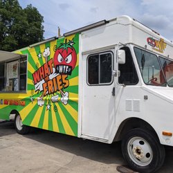 What The Fries - Side of truck that features the menu, & order/pick-up windows.