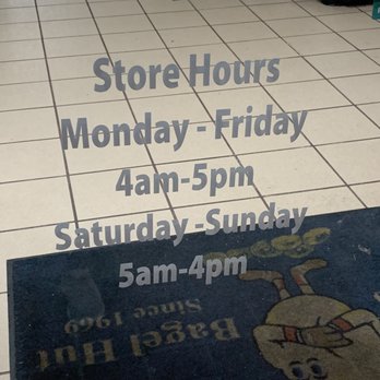 Bagel Hut - Bagel Hut hours posted on front door. - Bagels Near Me - Great Neck, New York Bagel Hut - Bagel Hut hours posted on front door. - Bagels Near Me - Great Neck, New York