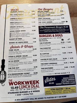 Menu photo 1 Paramount - Homewood Homewood, AL Menu photo 1 Paramount - Homewood Homewood, AL
