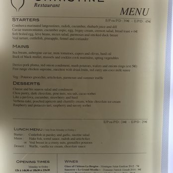 Le Christine - Menu -June 2018 - French Near Me - Paris, 01