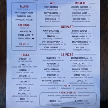 In Riva - Menu - Italian Near Me - Philadelphia, Pennsylvania