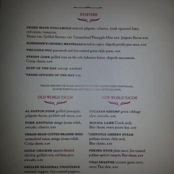 Taco Guild - Menu #1 12-5-14 - Bars Near Me - Phoenix, Arizona Taco Guild - Menu #1 12-5-14 - Bars Near Me - Phoenix, Arizona