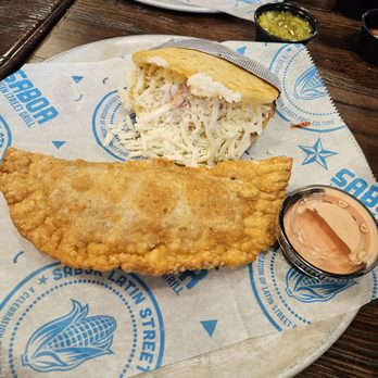 Sabor Latin Street Grill - Barbacoa Empanada and Chicken Arepa - Latin American Near Me - Durham, North Carolina Sabor Latin Street Grill - Barbacoa Empanada and Chicken Arepa - Latin American Near Me - Durham, North Carolina