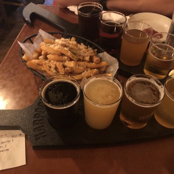 Harpoon Brewery - Beer flight and truffle fries yum - Breweries Near Me - Windsor, Vermont