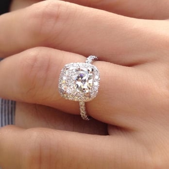 3 00 Carat Cushion Cut Diamond Halo Engagement Ring By Shapiro