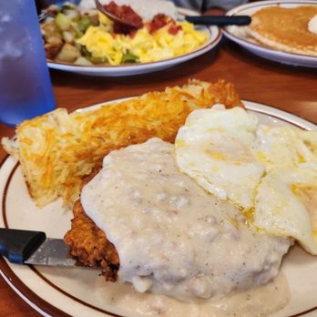 Le Roy's Restaurant - Chicken fried steak, eggs and hashed browns. And a huge pancake. - Diners Near Me - Monrovia, California Le Roy's Restaurant - Chicken fried steak, eggs and hashed browns. And a huge pancake. - Diners Near Me - Monrovia, California