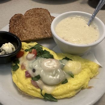 Reveille Coffeehouse Cafe - Veg Out Ahhhh-mlet, Wheat Toast, and Gouda Grits - Cafes Near Me - Marietta, Georgia