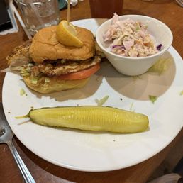 Blackened Fish sandwich with coleslaw