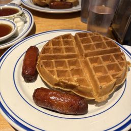 Belgian waffle, Irish sausages Belgian waffle, Irish sausages