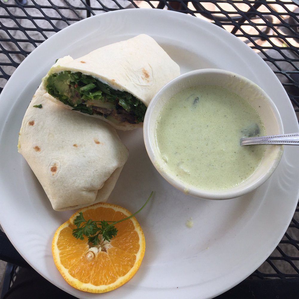 Cafe Regis - Veggie wrap and yummy creamy zucchini soup - Cafes Near Me - Red Lodge, Montana Cafe Regis - Veggie wrap and yummy creamy zucchini soup - Cafes Near Me - Red Lodge, Montana