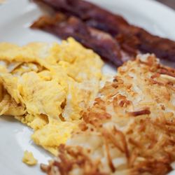 Village Vault Restaurant - Combo items, bacon, scrambled eggs, hash browns