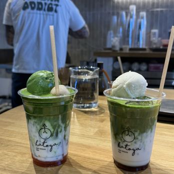 Hatoya - Original Matcha Latte with Strawberry Syrup and Original Matcha Latte with Brown Sugar Syrup - Coffee & Tea Near Me - Las Vegas, Nevada Hatoya - Original Matcha Latte with Strawberry Syrup and Original Matcha Latte with Brown Sugar Syrup - Coffee & Tea Near Me - Las Vegas, Nevada