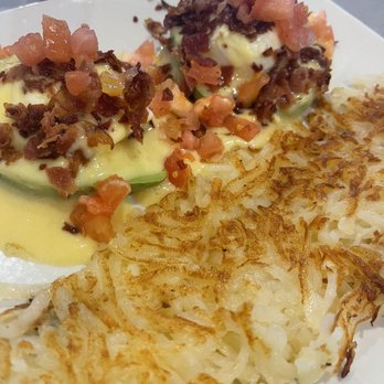 Triple A Cafe - California Benedict..(its like the classical egg benedict but with avocados,tomatoes,cream cheese and bacon bits topped with sauce.) - Breakfast & Brunch Near Me - Fort Worth, Texas Triple A Cafe - California Benedict..(its like the classical egg benedict but with avocados,tomatoes,cream cheese and bacon bits topped with sauce.) - Breakfast & Brunch Near Me - Fort Worth, Texas