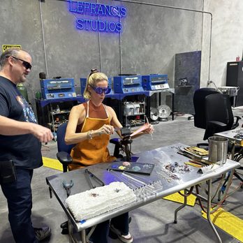 LeFrancis Studios - Me concentrating really hard while making a twisty leaf ornament. - Glass Blowing Near Me - Las Vegas, Nevada LeFrancis Studios - Me concentrating really hard while making a twisty leaf ornament. - Glass Blowing Near Me - Las Vegas, Nevada