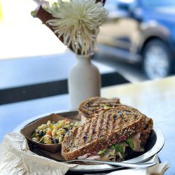 Aioli - Turkey & Brie Sandwich with black bean orzo