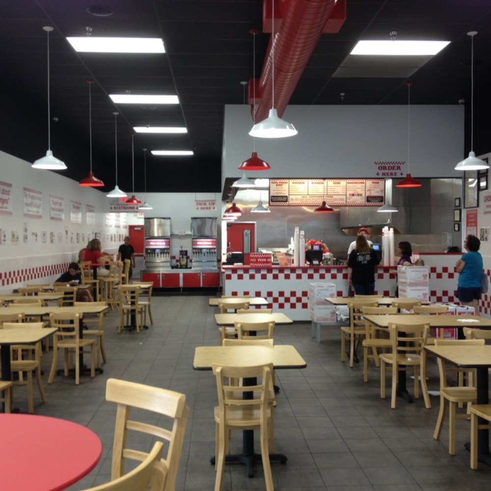 Five Guys - the inside of a fast food restaurant - Burgers Near Me - Huntingdon, Pennsylvania Five Guys - the inside of a fast food restaurant - Burgers Near Me - Huntingdon, Pennsylvania
