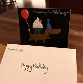 Seasons 52 - A sweet birthday card for me - New American Near Me - Rancho Cucamonga, California