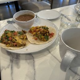 Breakfast tacos with coffee. Breakfast tacos with coffee.