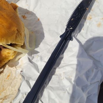 Chaps Pit Beef - I have very arthritic fingers and need to use a knife on most large sandwiches. Look at that serration! - Barbeque Near Me - Glen Burnie, Maryland Chaps Pit Beef - I have very arthritic fingers and need to use a knife on most large sandwiches. Look at that serration! - Barbeque Near Me - Glen Burnie, Maryland