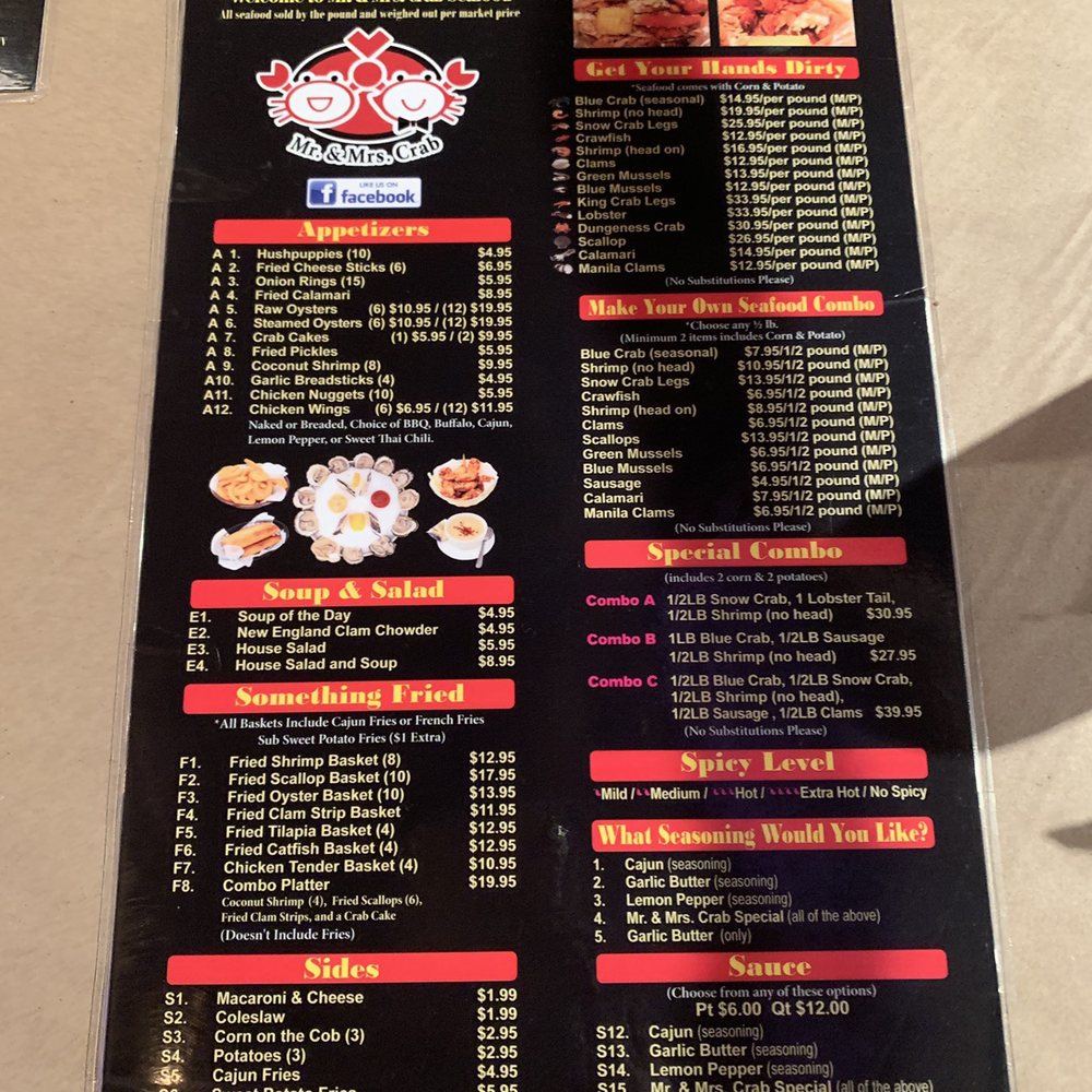 Mr and Mrs Crab - Menu - Seafood Near Me - Brandon, Florida Mr and Mrs Crab - Menu - Seafood Near Me - Brandon, Florida