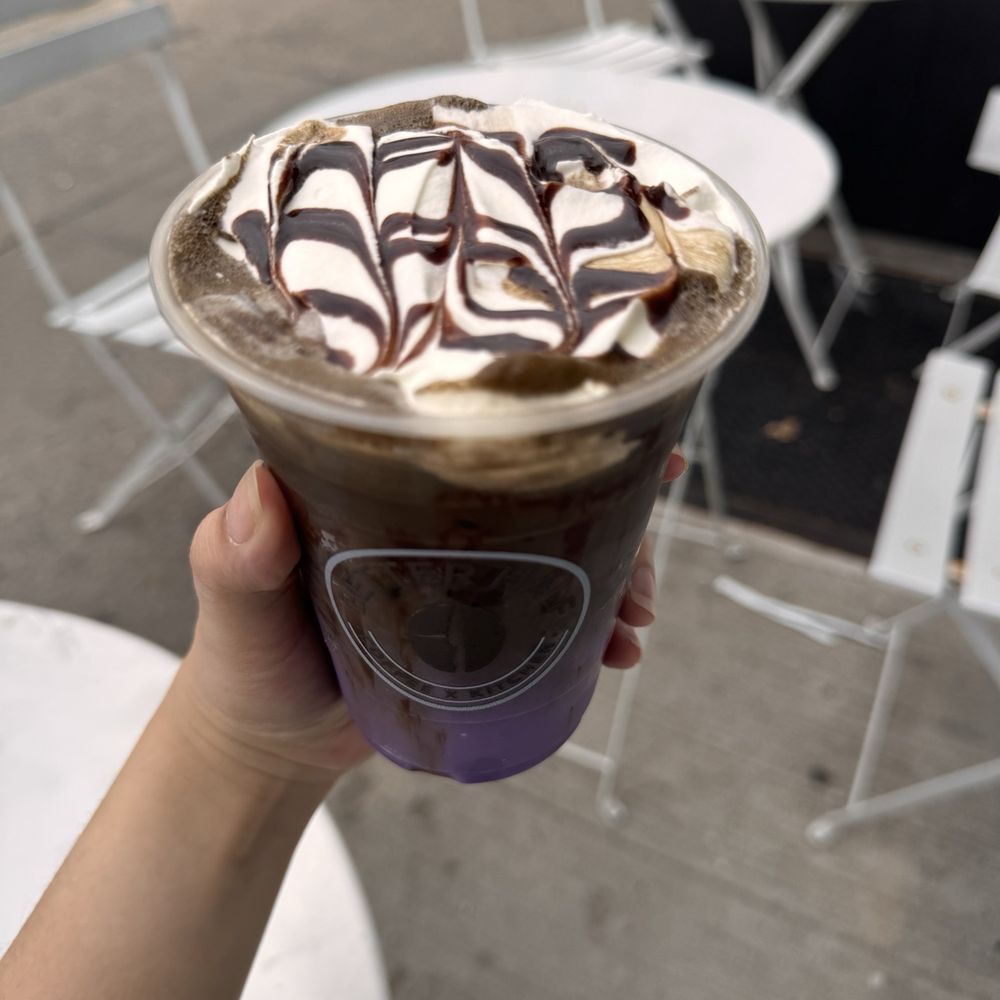 Better Half Coffee & Kitchen - Iced Ube Hojicha Latte - Coffee & Tea Near Me - Elmhurst, New York Better Half Coffee & Kitchen - Iced Ube Hojicha Latte - Coffee & Tea Near Me - Elmhurst, New York
