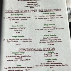 Casa Piedra Pizzeria - Menu