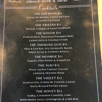 The Emerson - Cocktail menu - Cocktail Bars Near Me - Reno, Nevada