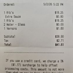 New Riegel Cafe - Our receipt on 5/2/2026
