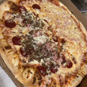 Pizza Pino - Half meat lovers, half Hawaiian.. appreciate the amount of toppings but also no seasoning and a bit undercooked. - Pizza Near Me - Tampa, Florida Pizza Pino - Half meat lovers, half Hawaiian.. appreciate the amount of toppings but also no seasoning and a bit undercooked. - Pizza Near Me - Tampa, Florida