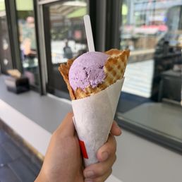 Ube Ice Cream in a Waffle Cone