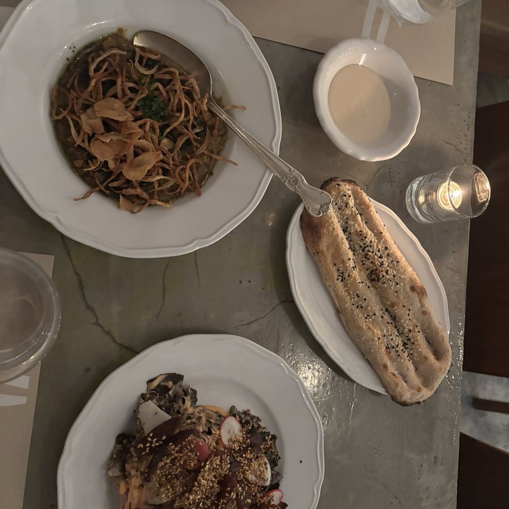 Sofreh - tahini and date salad, with the eggplant and whey dip! - Persian/Iranian Near Me - Brooklyn, New York Sofreh - tahini and date salad, with the eggplant and whey dip! - Persian/Iranian Near Me - Brooklyn, New York