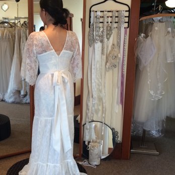 Emerald City Gowns - trying on a kite and butterfly design - Bridal Near Me - Berkeley, California Emerald City Gowns - trying on a kite and butterfly design - Bridal Near Me - Berkeley, California