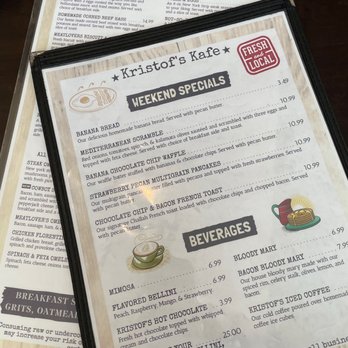 Kristof's Kafe - Menu - American Near Me - Davie, Florida