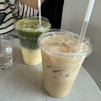 Falls Coffee - Lychee Lush Matcha Latte ICED and Bananarama Chai Latte ICED - Coffee & Tea Near Me - Minneapolis, Minnesota