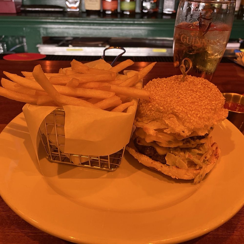 G Burger with fries