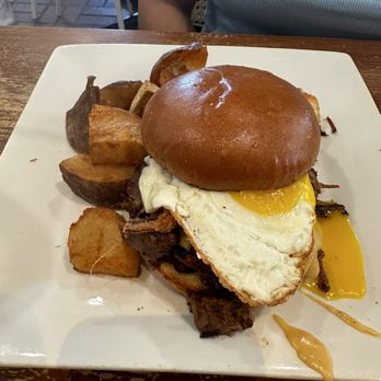 Heirloom Kitchen - Brisket breakfast sandwich - Burgers Near Me - Stockton, California