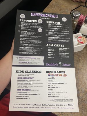 Menu photo 1 The New Daddy's 10-13 Diner Richmond, MO